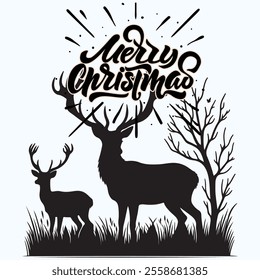 Merry Christmas Day Typography T-shirt design,  apparel, vector illustration, Christmas Day tree, retro style, typography, vintage