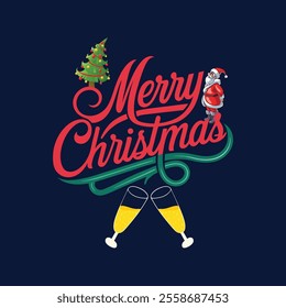 Merry Christmas Day Typography T-shirt design,  apparel, vector illustration, Christmas Day