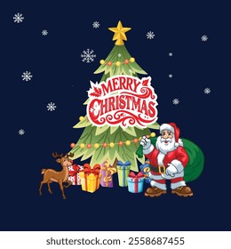 Merry Christmas Day Typography T-shirt design,  apparel, vector illustration, Christmas Day