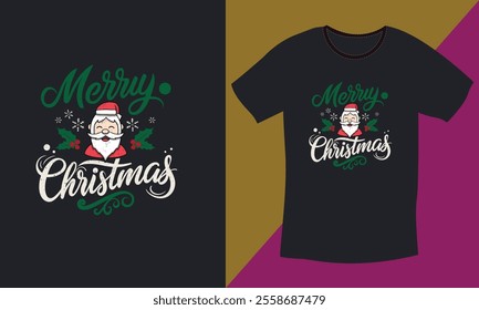 Merry Christmas Day Typography T-shirt design,  apparel, vector illustration, Christmas Day