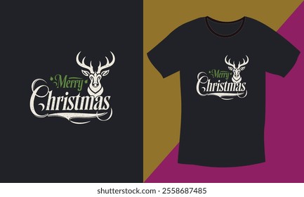 Merry Christmas Day Typography T-shirt design,  apparel, vector illustration, Christmas Day