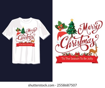 Merry Christmas Day Typography T-shirt design,  apparel, vector illustration, Christmas Day