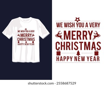 Merry Christmas Day Typography T-shirt design,  apparel, vector illustration, Christmas Day