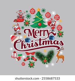 Merry Christmas Day Typography T-shirt design,  apparel, vector illustration, Christmas Day