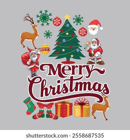 Merry Christmas Day Typography T-shirt design,  apparel, vector illustration, Christmas Day