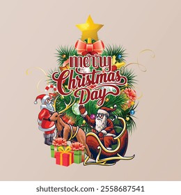 Merry Christmas Day Typography T-shirt design,  apparel, vector illustration, Christmas Day