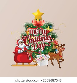 Merry Christmas Day Typography T-shirt design,  apparel, vector illustration, Christmas Day