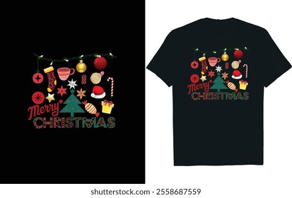 Merry Christmas Day Typography T-shirt design,  apparel, vector illustration, Christmas Day