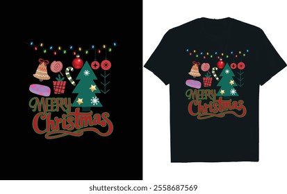 Merry Christmas Day Typography T-shirt design,  apparel, vector illustration, Christmas Day