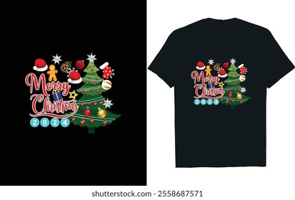 Merry Christmas Day Typography T-shirt design,  apparel, vector illustration, Christmas Day