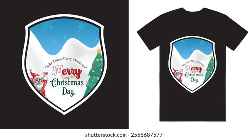 Merry Christmas Day Typography T-shirt design,  apparel, vector illustration, Christmas Day