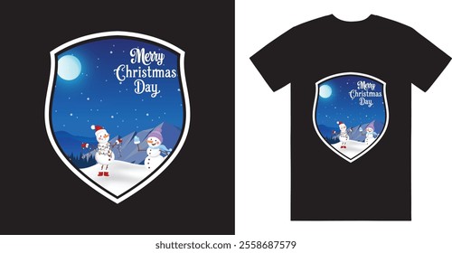 Merry Christmas Day Typography T-shirt design,  apparel, vector illustration, Christmas Day