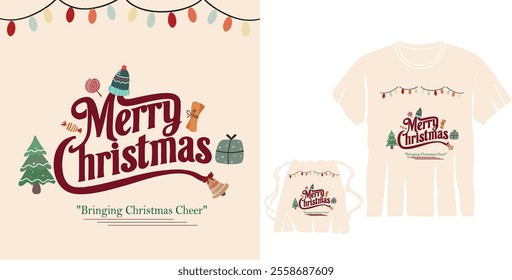 Merry Christmas Day Typography T-shirt design,  apparel, vector illustration, Christmas Day