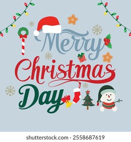 Merry Christmas Day Typography T-shirt design,  apparel, vector illustration, Christmas Day