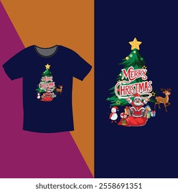 Merry Christmas Day Typography T-shirt design,  apparel, vector illustration, Christmas Day