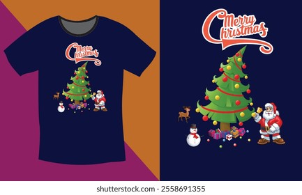 Merry Christmas Day Typography T-shirt design,  apparel, vector illustration, Christmas Day