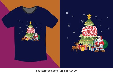 Merry Christmas Day Typography T-shirt design,  apparel, vector illustration, Christmas Day