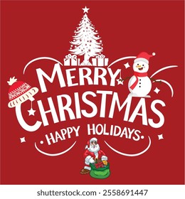 Merry Christmas Day Typography T-shirt design,  apparel, vector illustration, Christmas Day