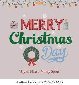 Merry Christmas Day Typography T-shirt design,  apparel, vector illustration, Christmas Day