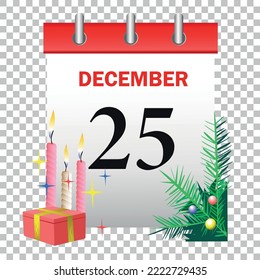 Merry Christmas. December 25 calendar icon. Holiday design. Vector art illustration