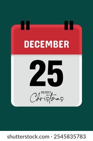 Merry Christmas December 25 calendar icon