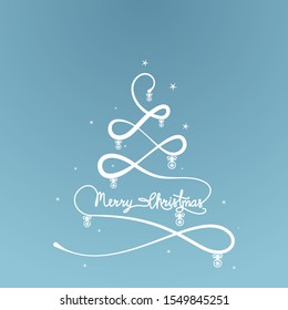 Merry Christmas Decorated Tree with Lettering and Stars