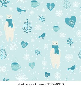 Merry Christmas decoration background. Vector illustration with decorative elements. 
