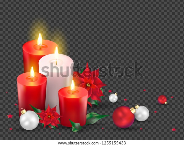 Merry Christmas Decoration Background Wax Candles Stock Vector Royalty Free 1255155433