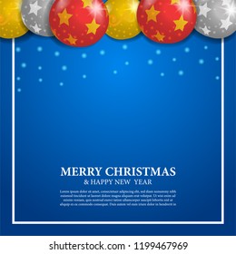 Merry Christmas decoration banner template with ball decoration accessories