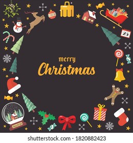 Merry Christmas decoration elements background. Greeting card. Vector illustration