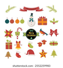Merry Christmas Decoration Elements for print, web store, mobile apps and social media adds 