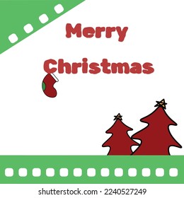 merry christmas decoration green xmas greeting card with old film style doco photo border for christmas