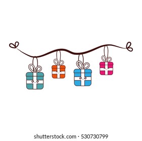 merry christmas decoration hanging vector illustration design