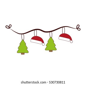 merry christmas decoration hanging vector illustration design