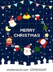 merry christmas decoration like santa,rudolf,snowman