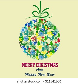 Merry Christmas with decorations elements 