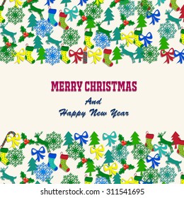 Merry Christmas with decorations elements 