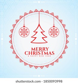 Feliz navidad fondo decorativo con árbol y baubles