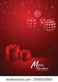 merry Christmas decorative ball gifts new year vector card design 