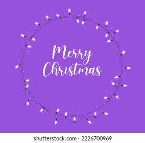 Merry Christmas, decorative design elements, winter banner, celebration background, realistic lights, gold background vector