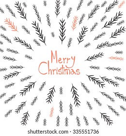 Merry Christmas! Decorative greating card. Simple holiday post card design. Poster themplate. Vector