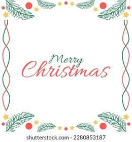 Merry Christmas decorative greeting card design on white background