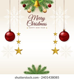 Merry christmas decorative greeting festival wishes with jingle bell vector