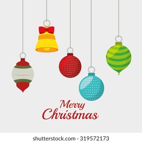 Merry christmas decorative stuffs and pine tree design, vector illustration eps 10.