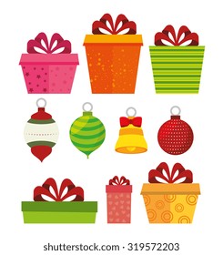 Merry christmas decorative stuffs and pine tree design, vector illustration eps 10.