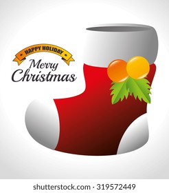 Merry christmas decorative stuffs and pine tree design, vector illustration eps 10.