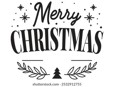Merry Christmas Deep Blue Text with Stars and Christmas Floral Border, Elegant and Festive Design, Perfect for Cards and Decorations, Spread Holiday Cheer and Create a Joyful Atmosphere.