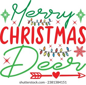 Feliz ciervo de Navidad, diseño y archivo vectorial.