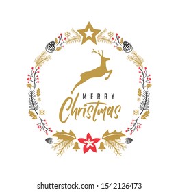Merry Christmas Deer Elegant Rustic Flat