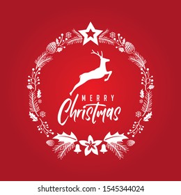 
Merry Christmas Deer Elegant Rustic Red